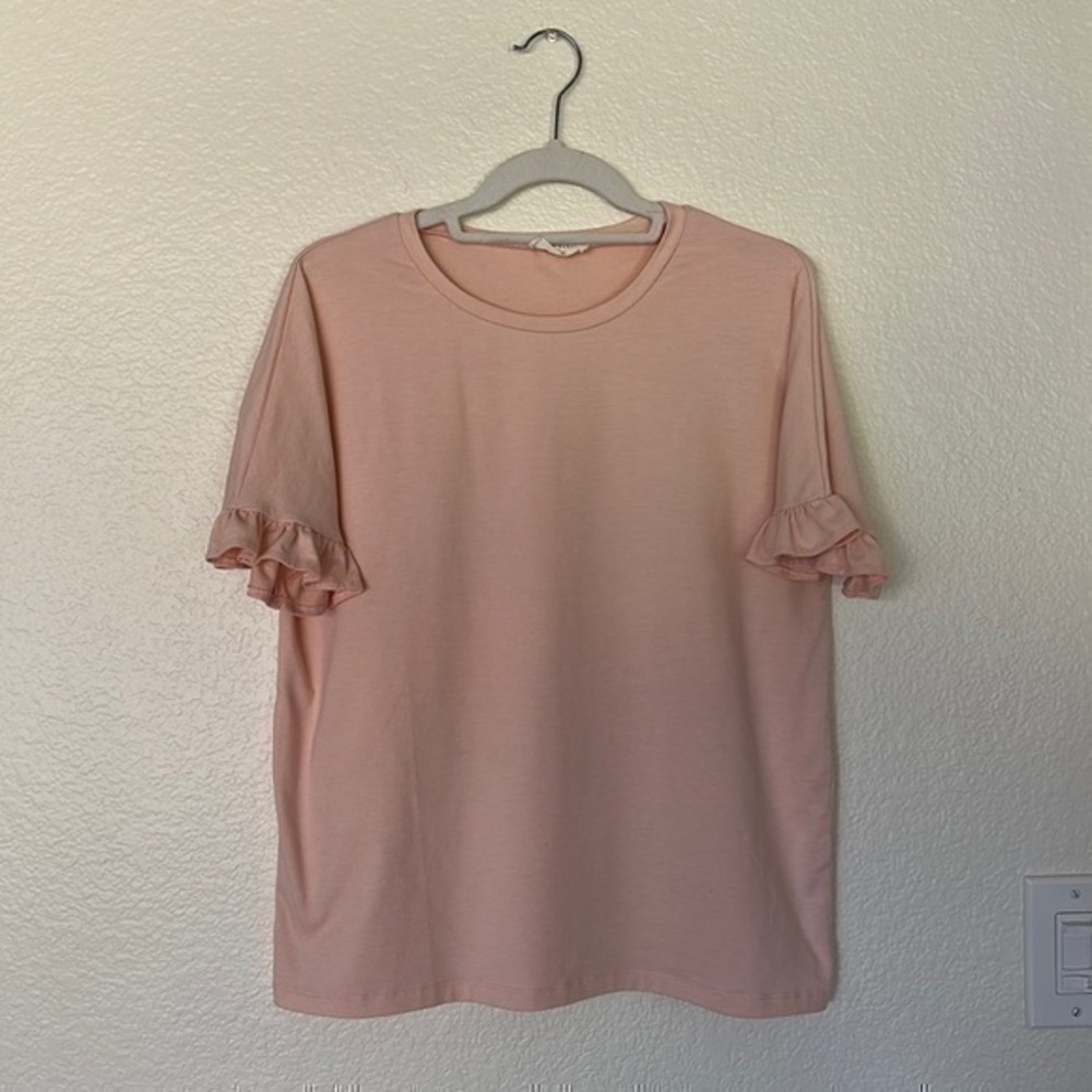Rachel Parcell blush pink ruffle sleeves small top